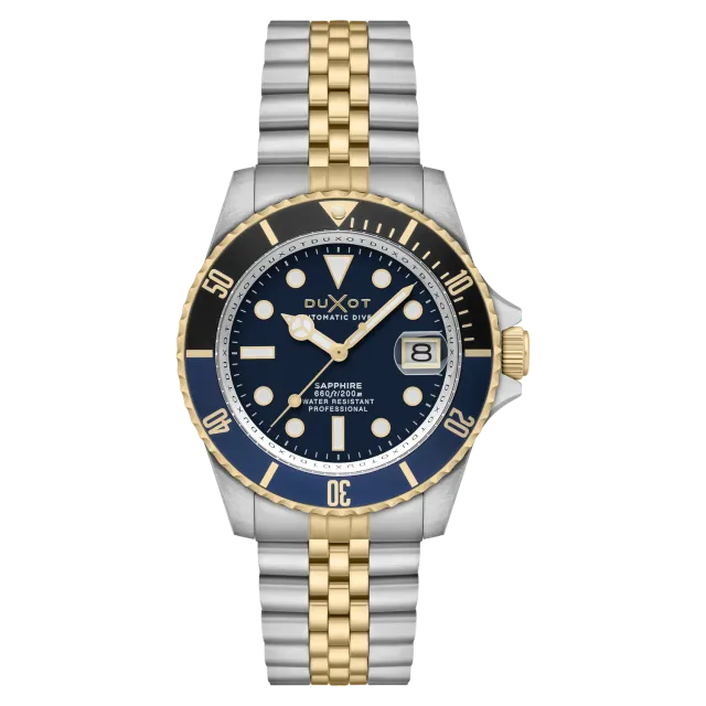 Duxot Atlantica Diver Automatic dykkerklokke blå og gull