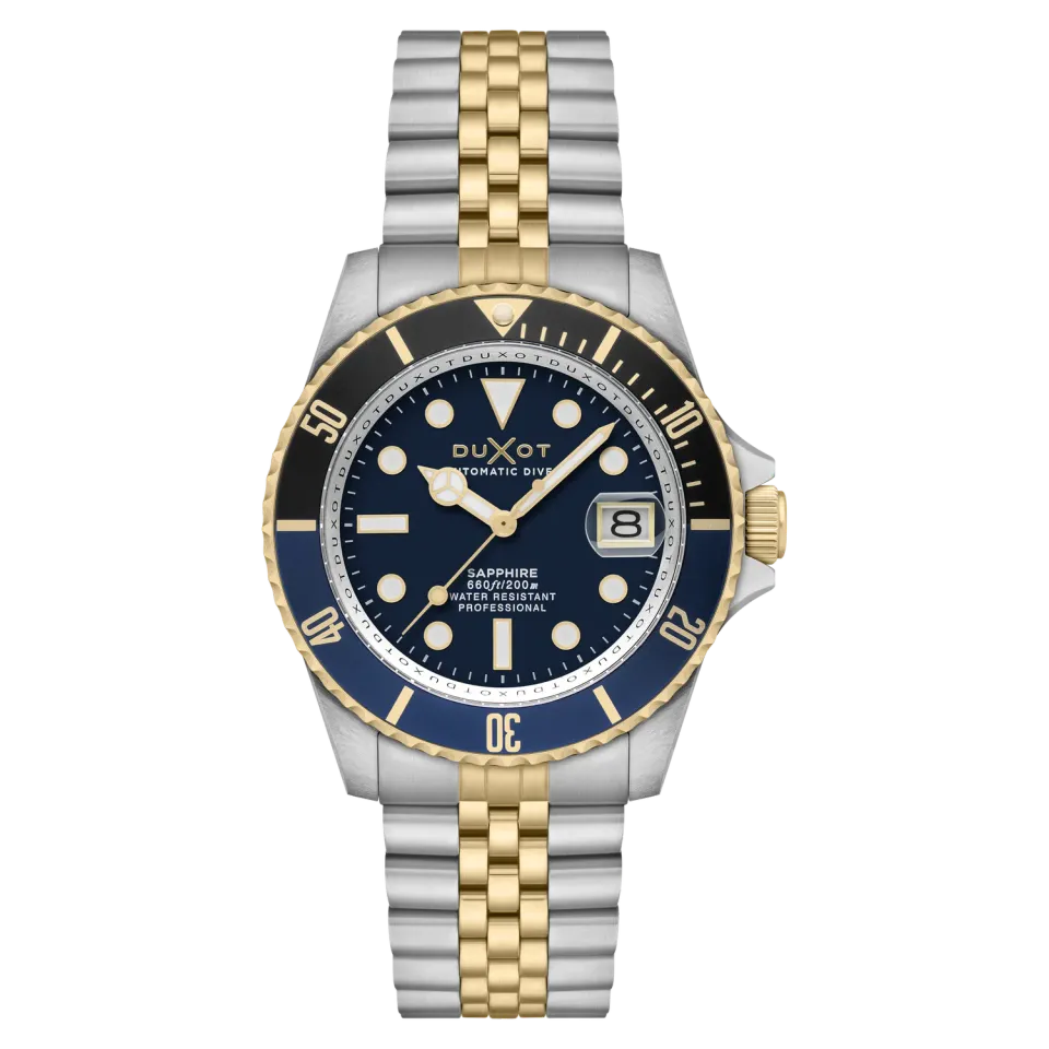 Duxot Atlantica Diver Automatic dykkerklokke blå og gull