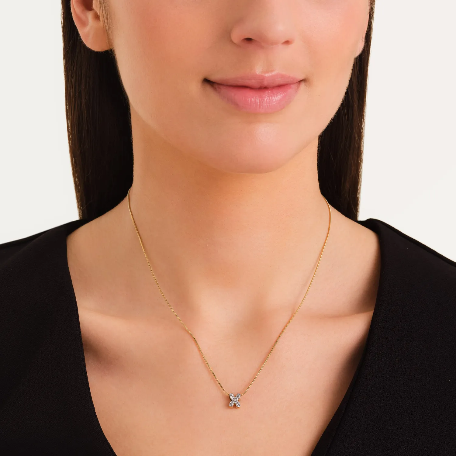 Rosefield Crystal Letter X halskjede gullbelagt