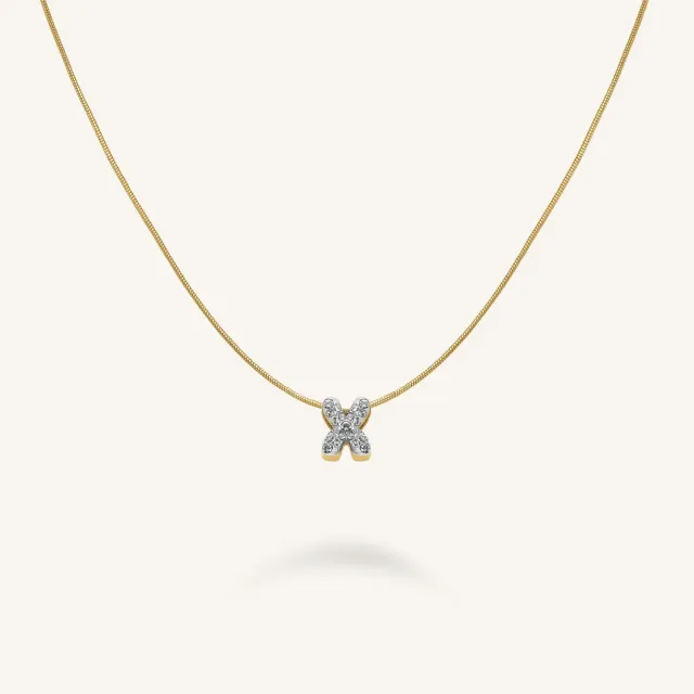 Rosefield Crystal Letter X halskjede gullbelagt