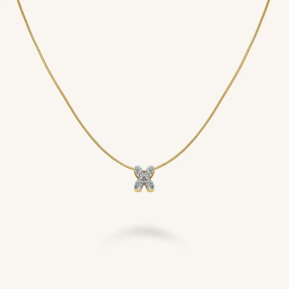 Rosefield Crystal Letter X halskjede gullbelagt
