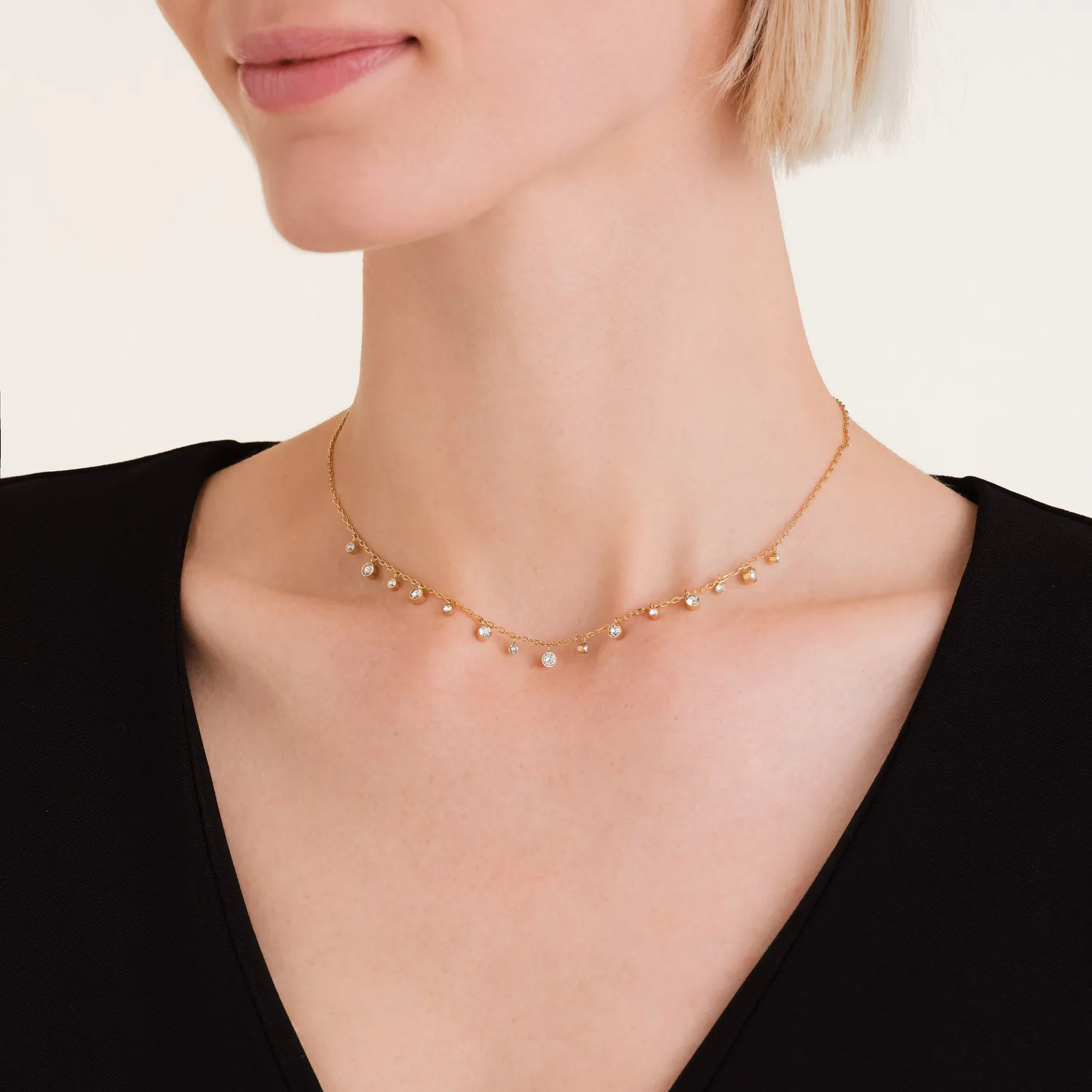 Rosefield Multi-Crystal Necklace halskjede gullbelagt