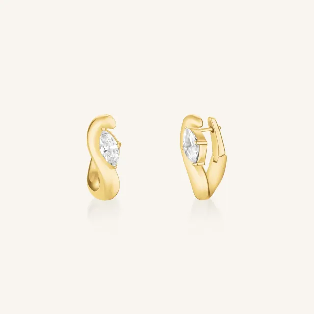 Rosefield Marquise Wave Hoops øredobber gull