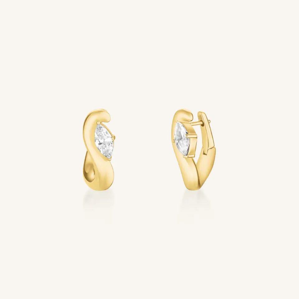 Rosefield Marquise Wave Hoops øredobber gull
