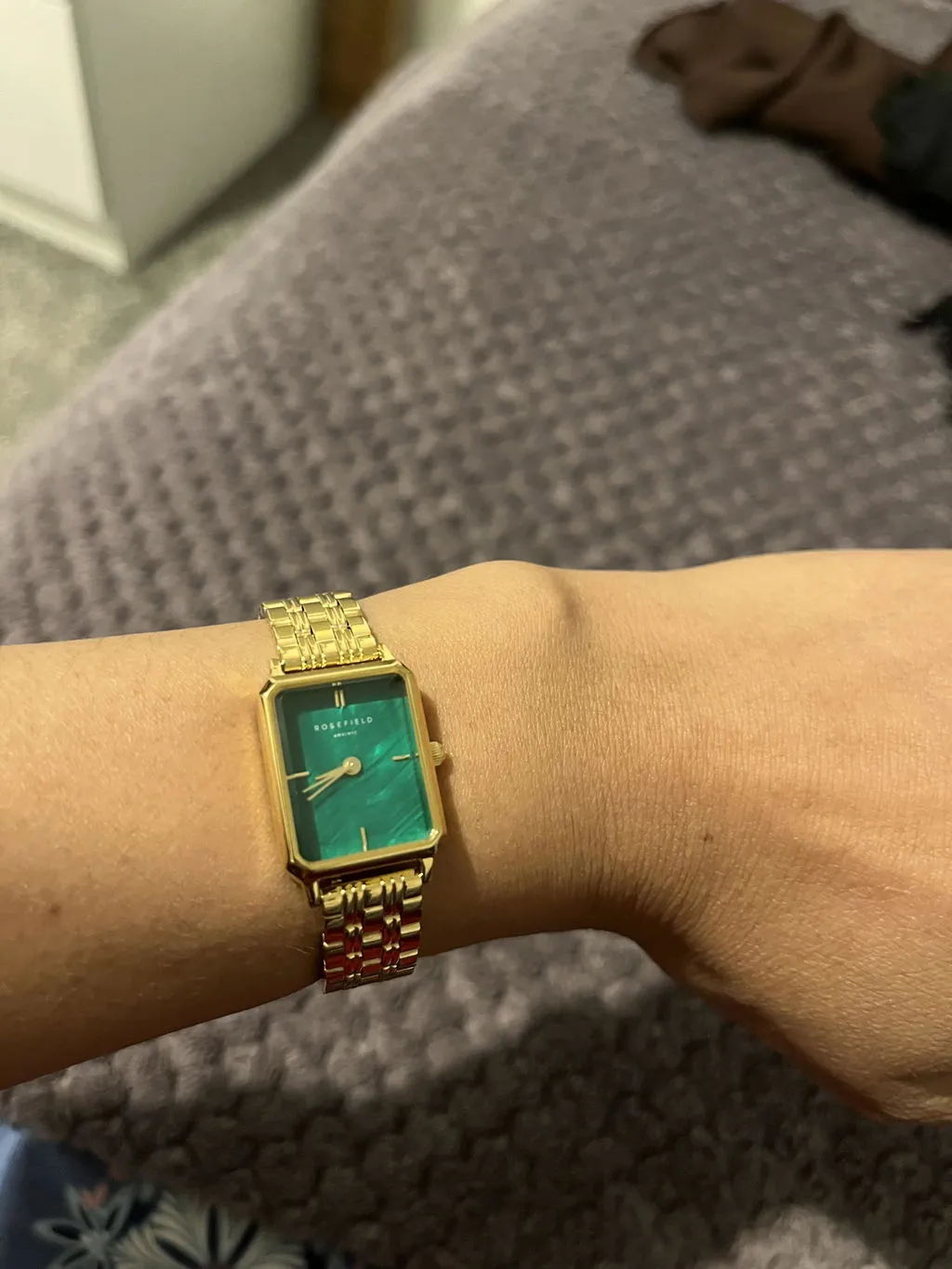 Rosefield Octagon XS Emerald klokke 19,5 mm grønn perlemor