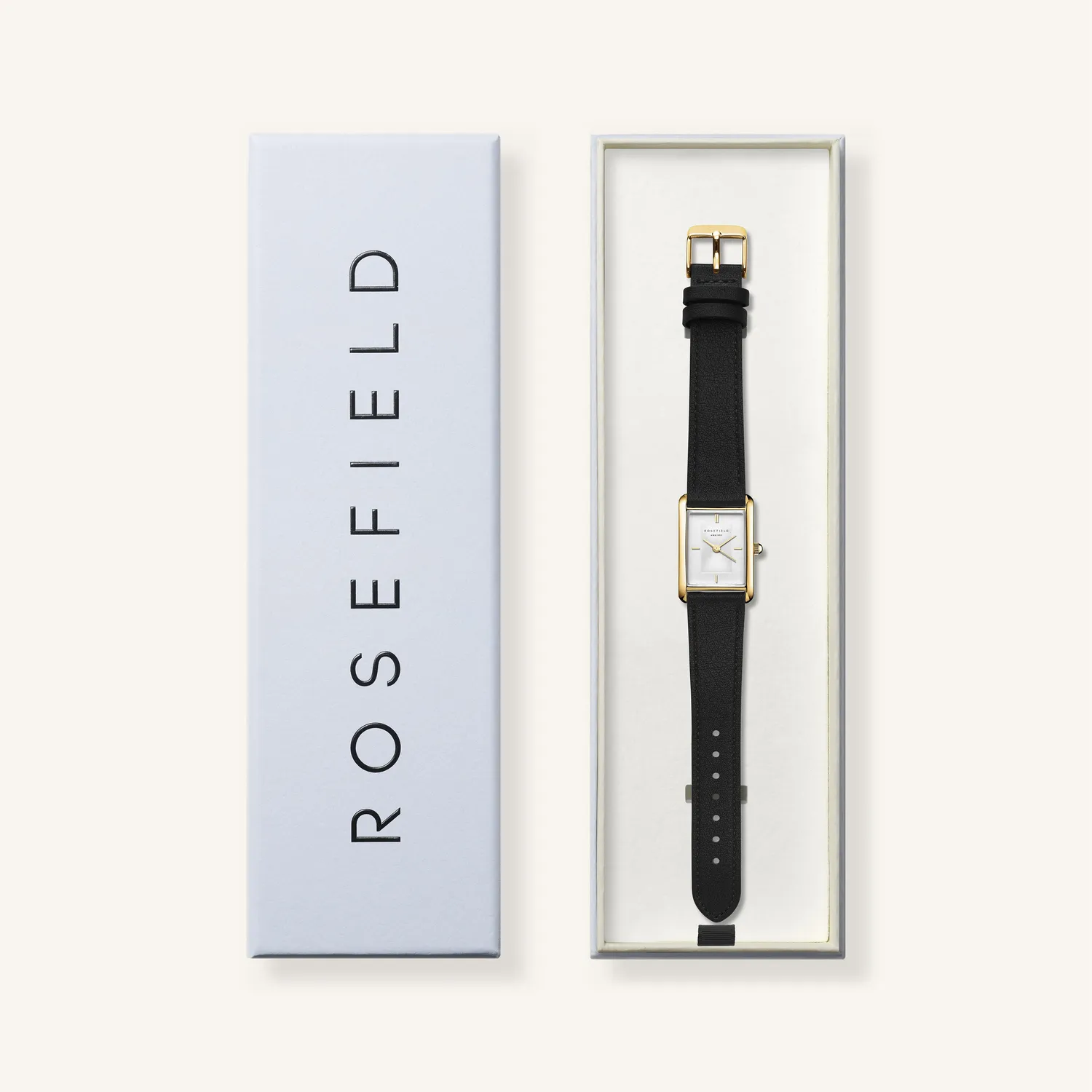 Rosefield Heirloom Black Leather klokke sort skinnrem