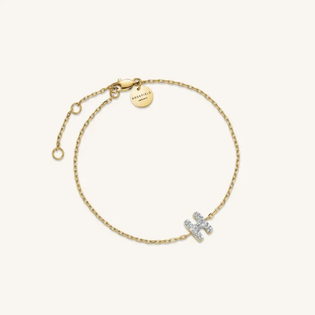 Rosefield Crystal Letter H armbånd gull justerbart