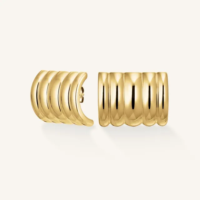 Rosefield Ribbed Earrings øredobber gull 2,15 × 1,8 cm i stål