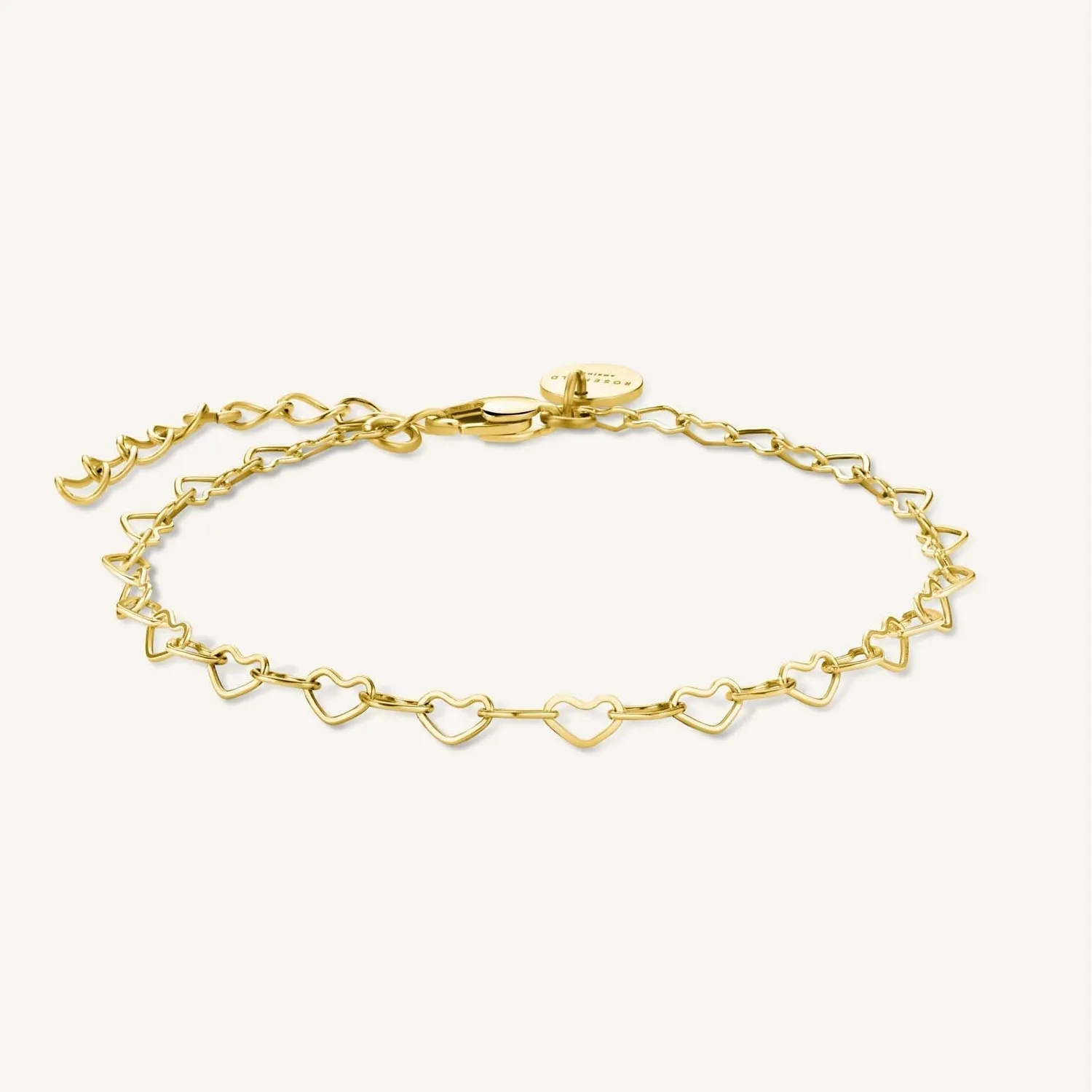 Rosefield Essentials Heart Chain Bracelet armbånd gull og sølv justerbart