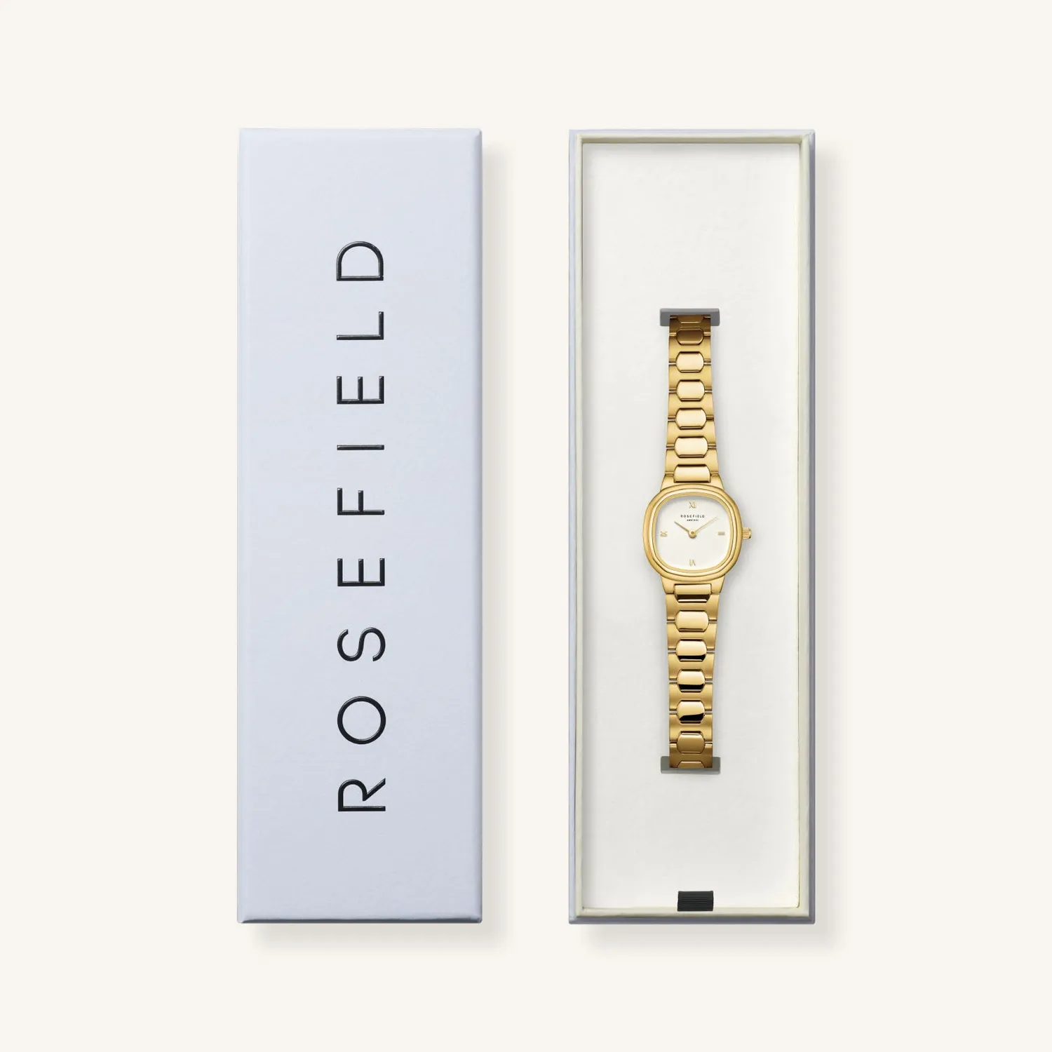 Rosefield Gaia XS Gold klokke gull kremfarget urskive