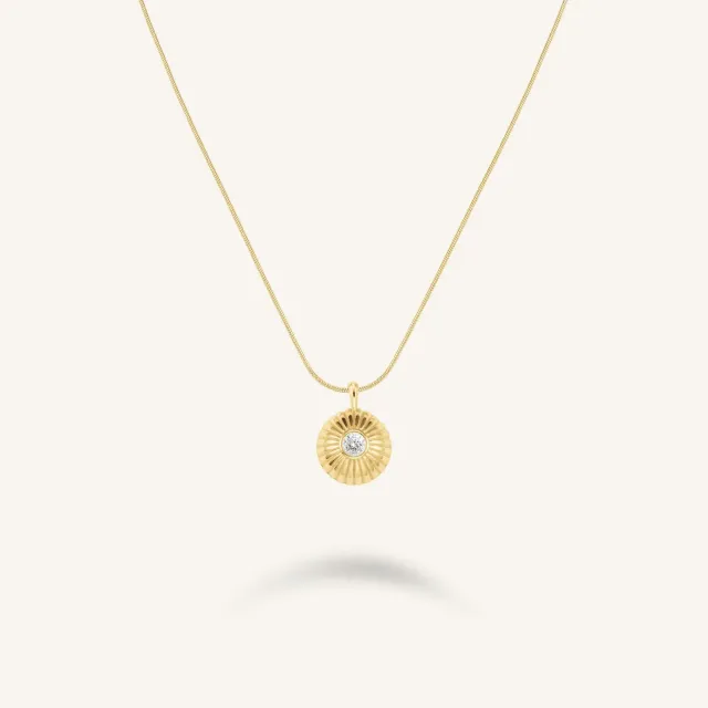 Rosefield Essentials Solitaire Coin Necklace halskjede gull 42–46 cm