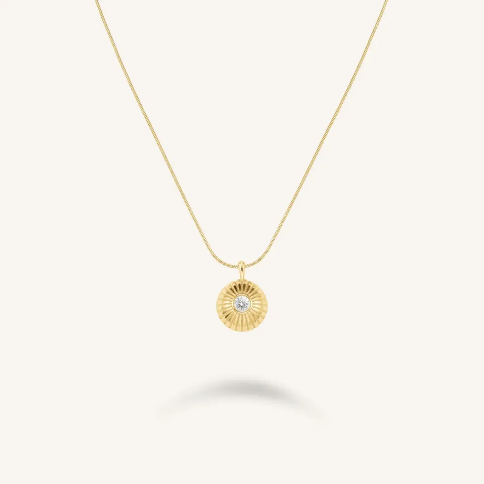 Rosefield Essentials Solitaire Coin Necklace halskjede gull 42–46 cm