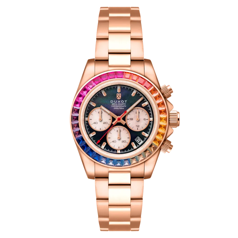 Duxot Accelero Rainbow Chronograph kronograf 40 mm perlerosa