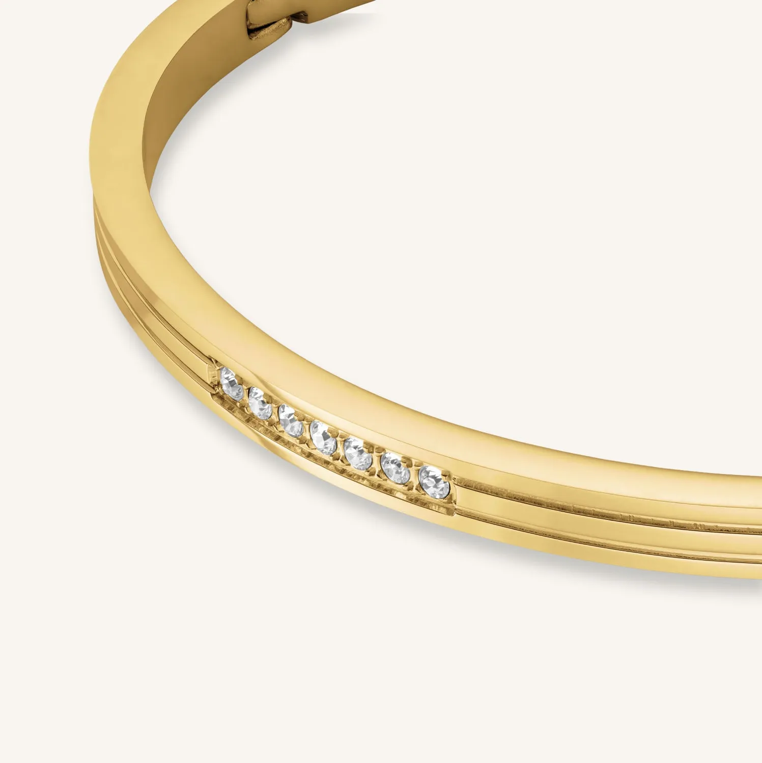 Rosefield Striped Crystals Bangle armring gull og sølv