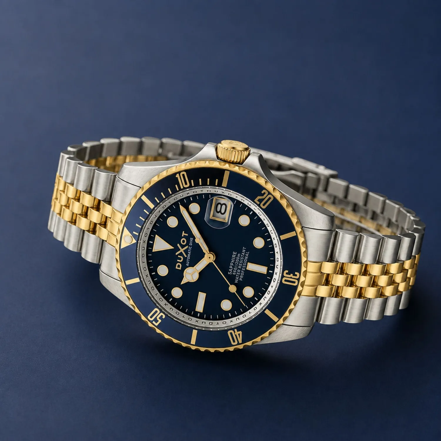 Duxot Atlantica Diver Automatic dykkerklokke blå og gull