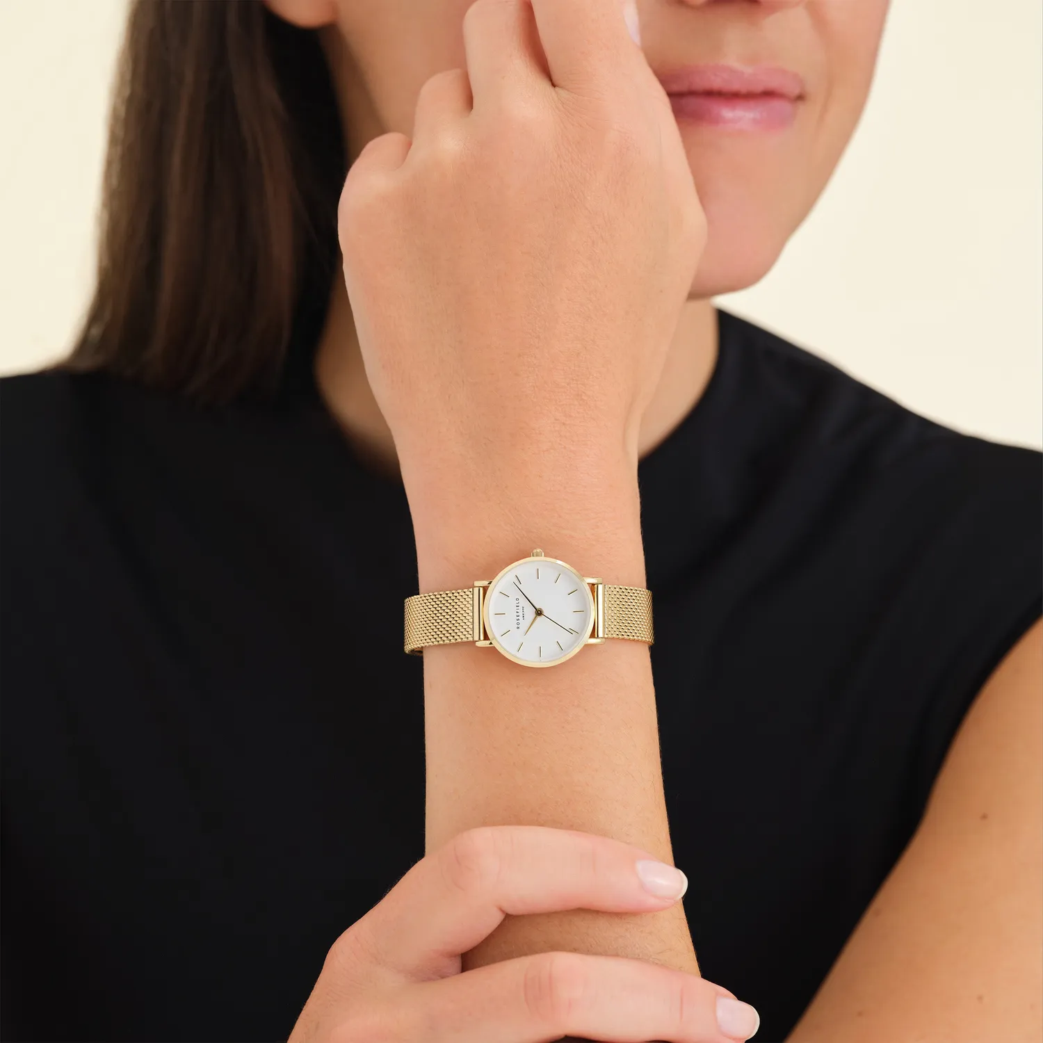 Rosefield Small Edit klokke 26 mm mesh gull