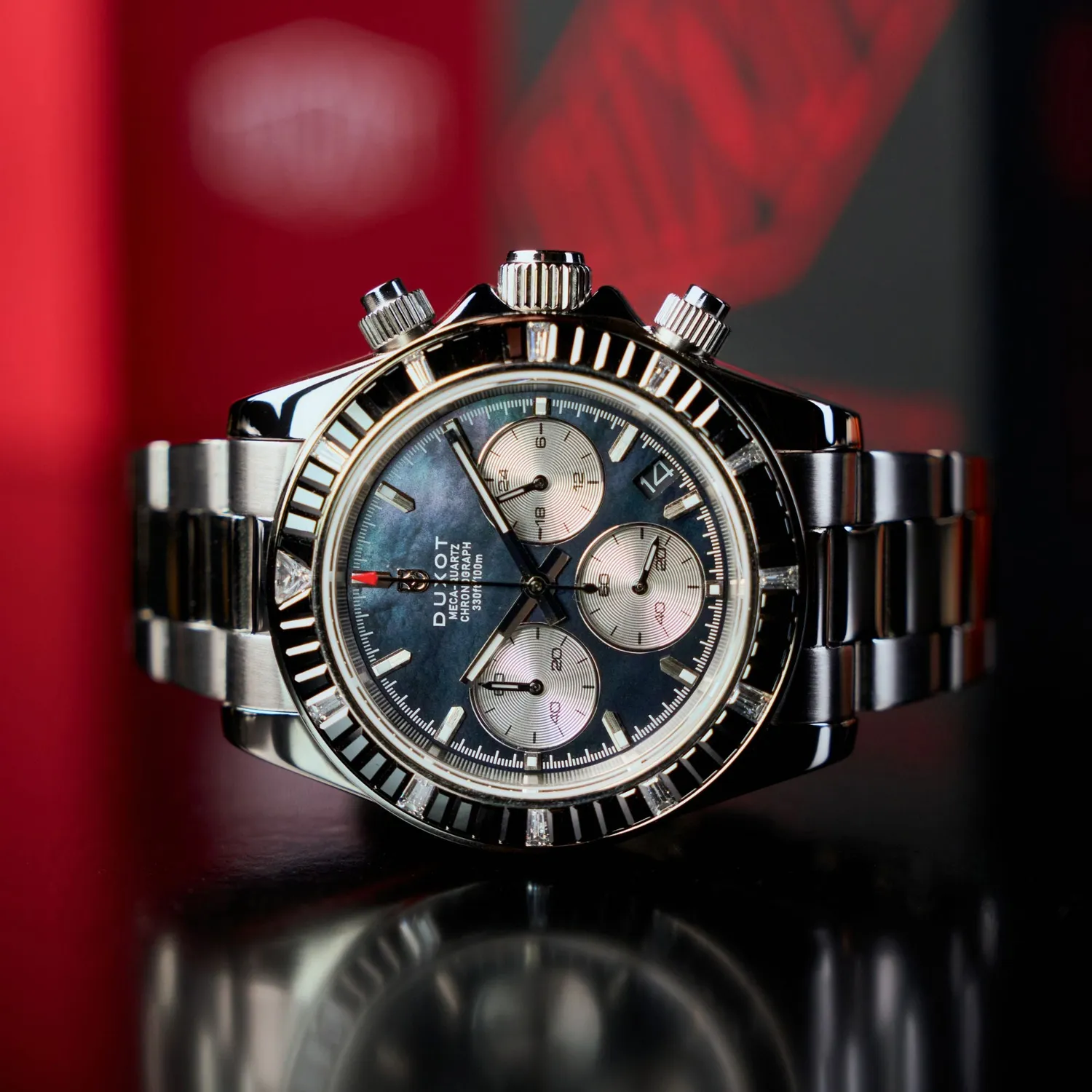 Duxot Accelero Rainbow Chronograph Pearl Silver kronograf 40 mm