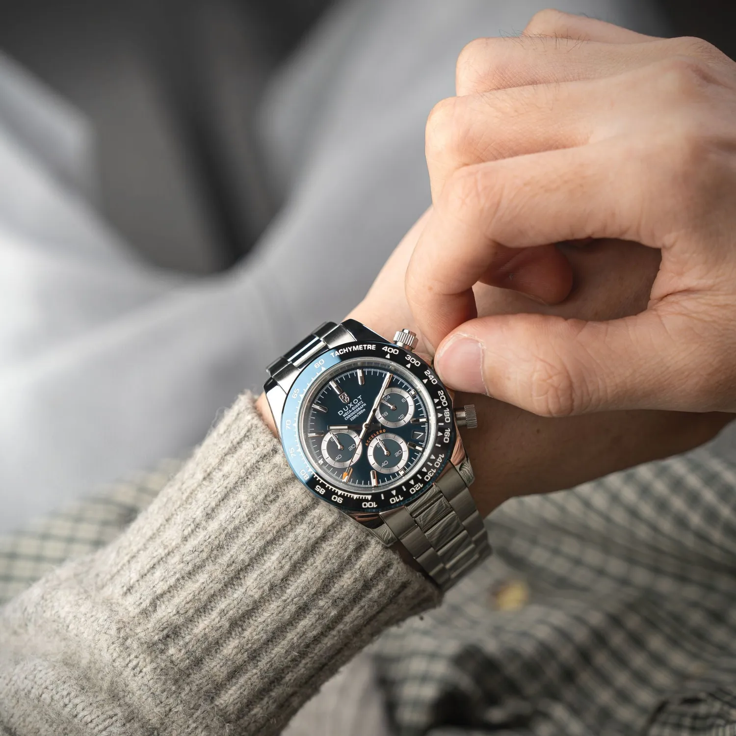 Duxot Accelero Chronograph klokke Cambridge Blue 40 mm