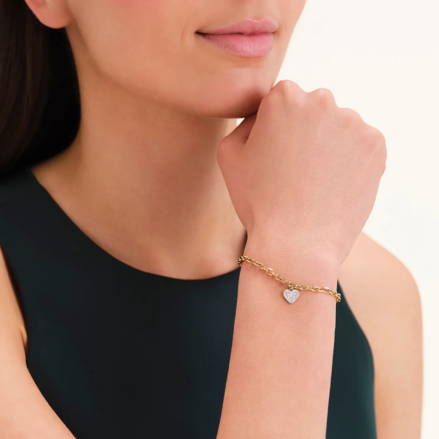 Rosefield Chunky Heart Bracelet armbånd gull 16,5–20,5 cm