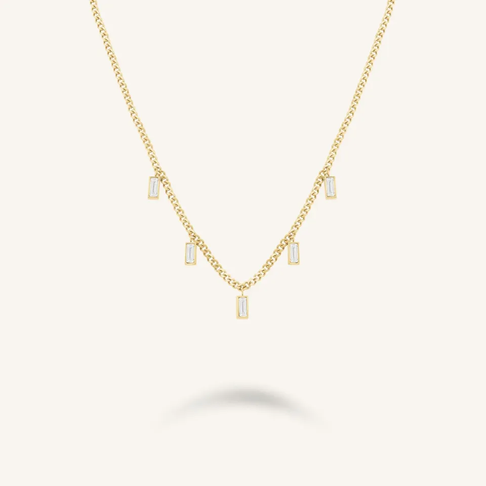 Rosefield Baguette Necklace halskjede gull justerbart