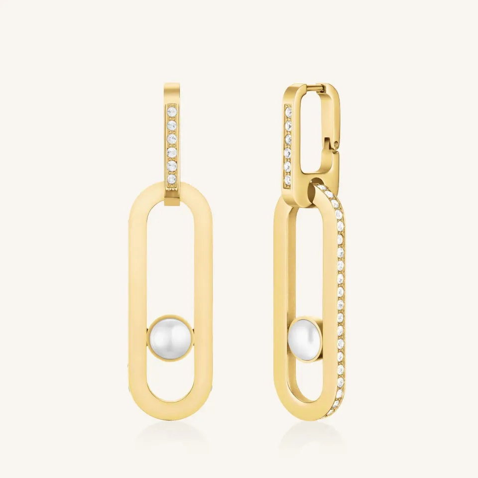 Rosefield Pearl Pendant Earring øredobb 5 cm gull