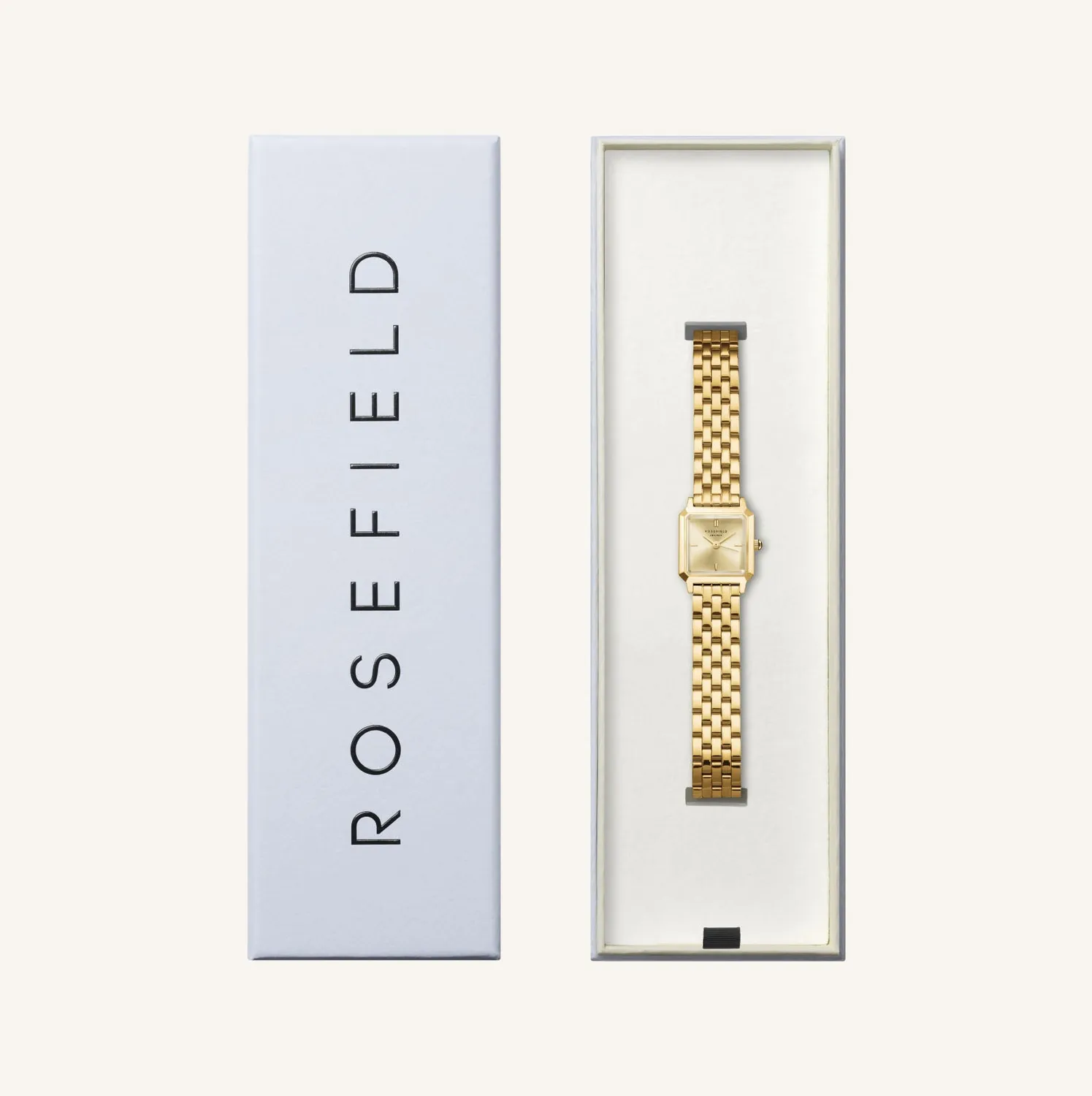 Rosefield Boxelle Champagne klokke gull 19,5 mm champagne urskive