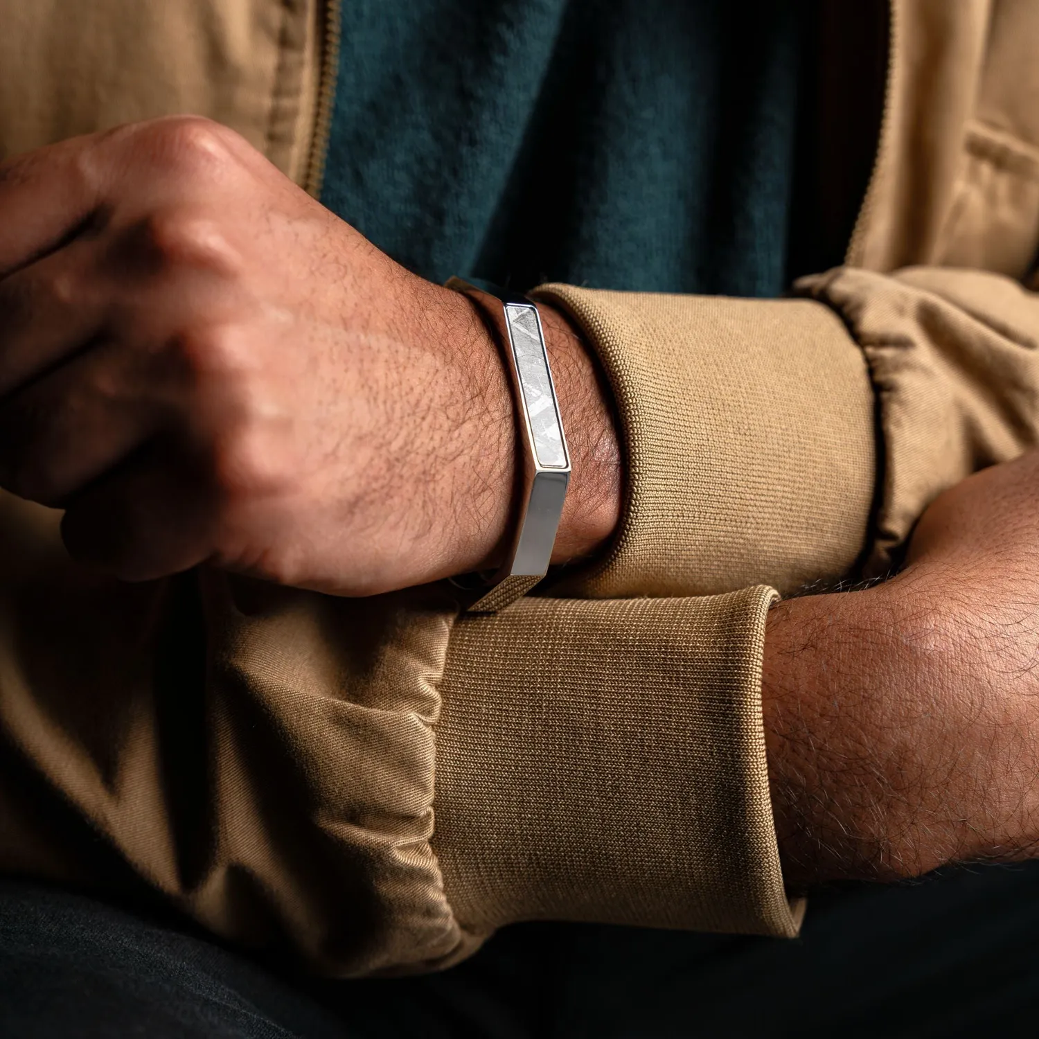 Duxot Serenata Matte Silver Meteorite armbånd med meteorittinnlegg