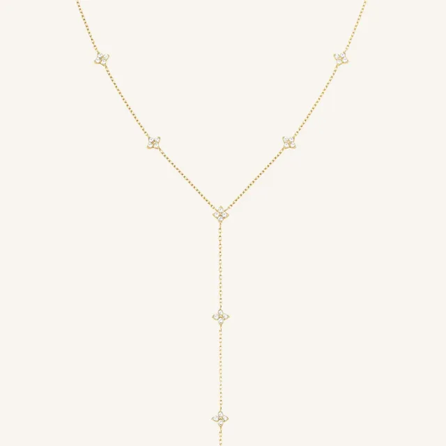 Rosefield Crystal Star Necklace gullkjede 54–56 cm justerbart