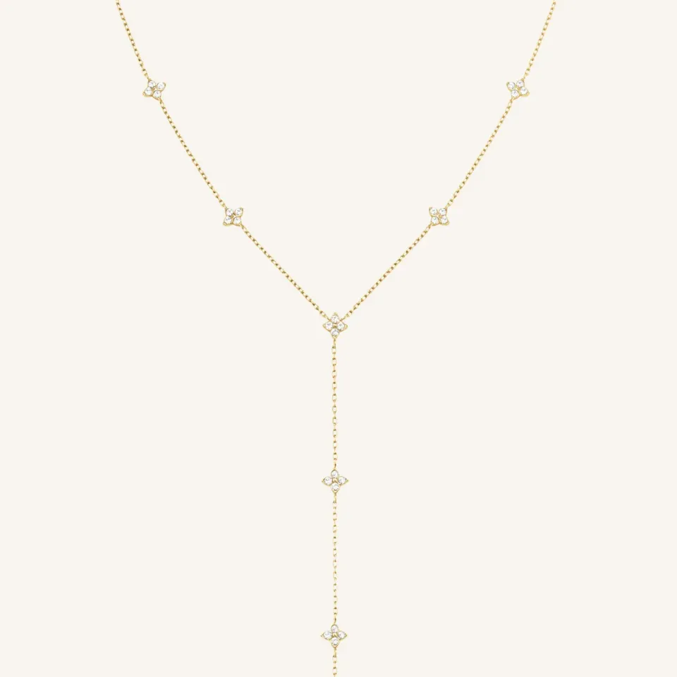 Rosefield Crystal Star Necklace gullkjede 54–56 cm justerbart