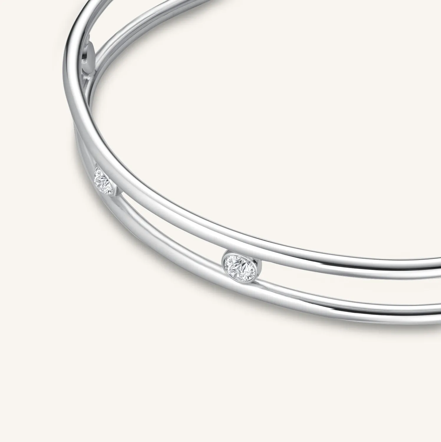 Rosefield Essentials Crystal Bangle armring, gull