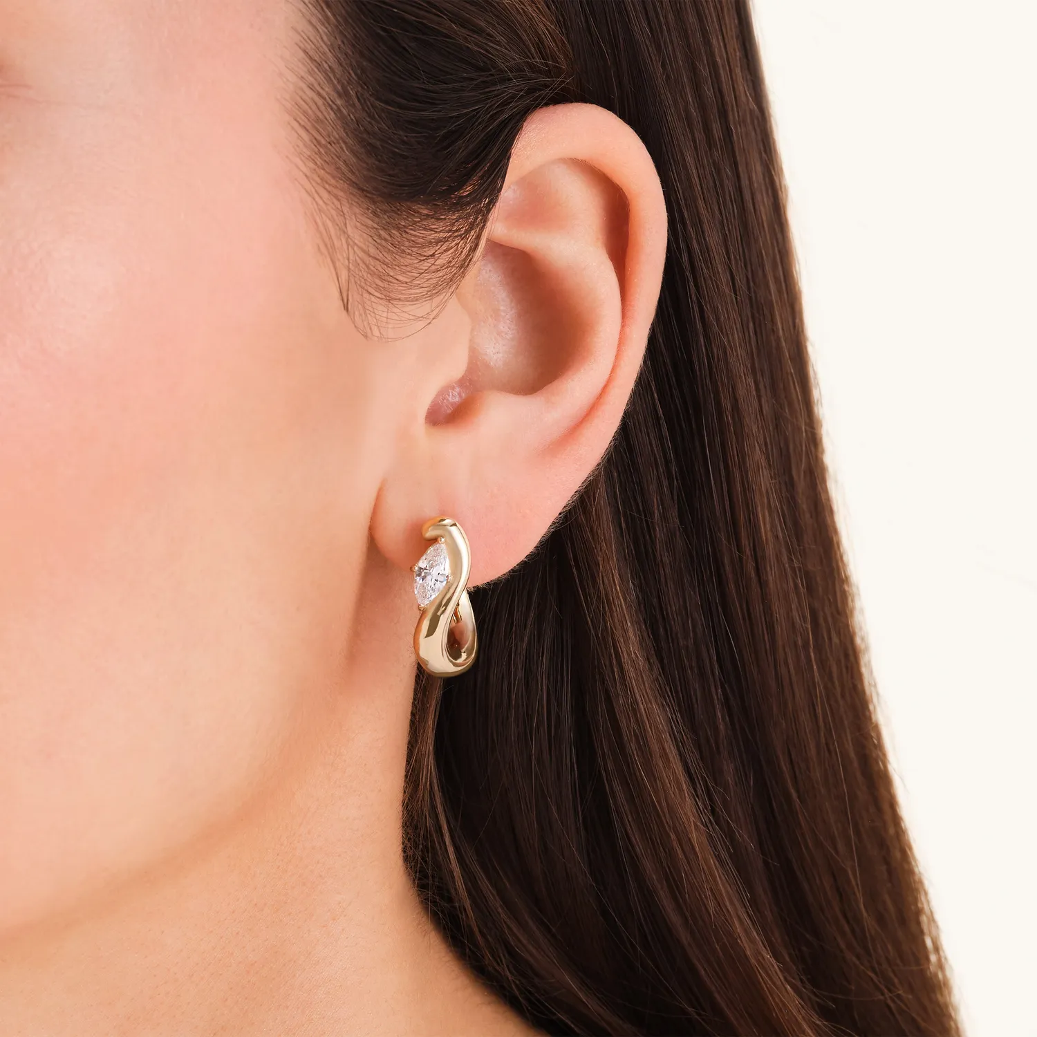 Rosefield Marquise Wave Hoops øredobber gull