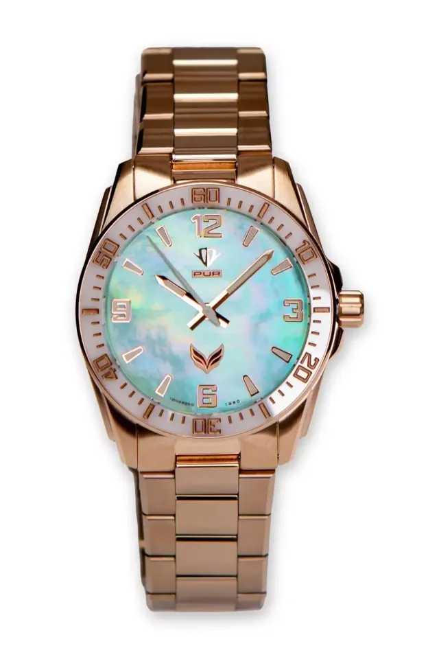 Perfekt Ur Valkyrie Eir Rosé Grønn Perlemor Tallskive klokke 37 mm