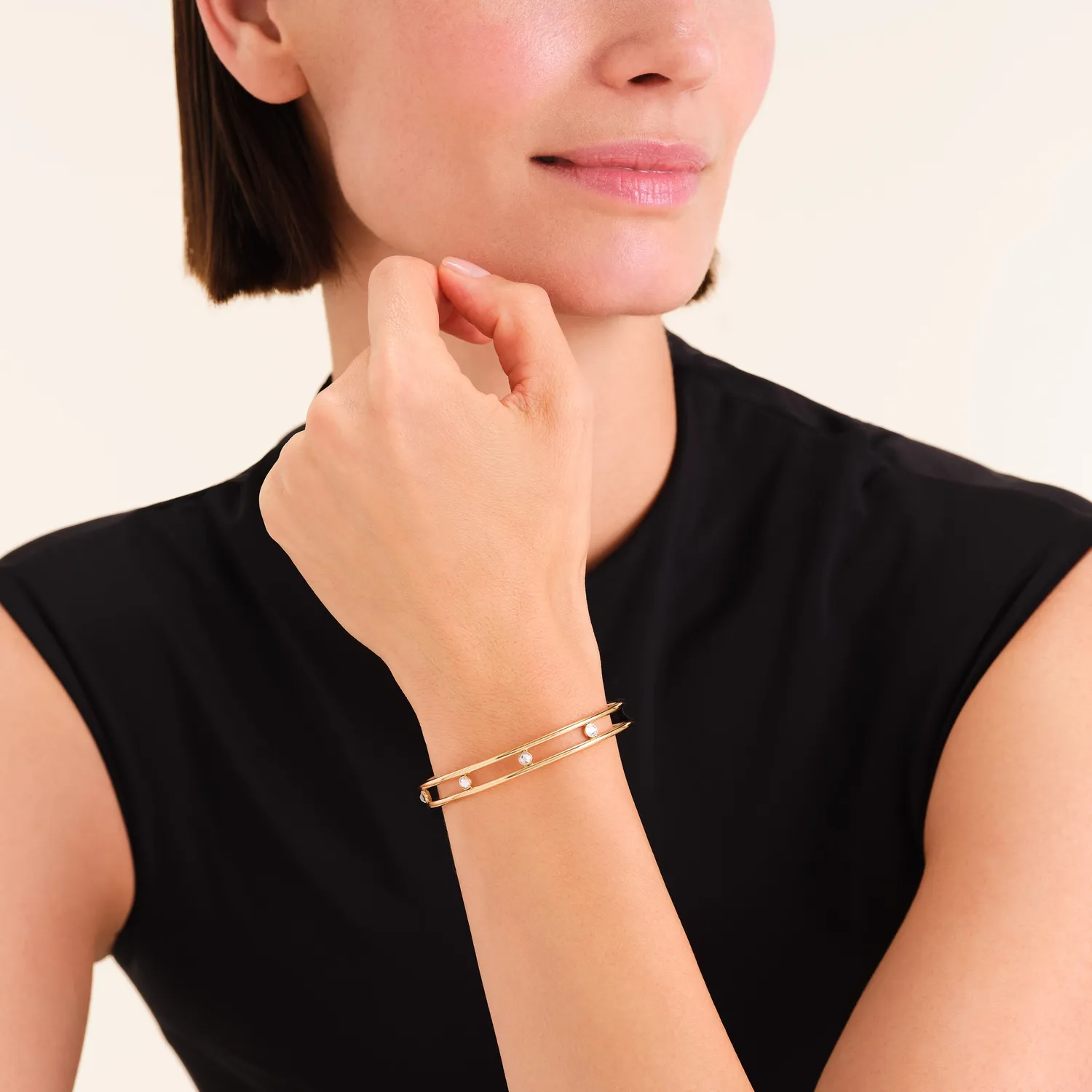 Rosefield Essentials Crystal Bangle armring, gull