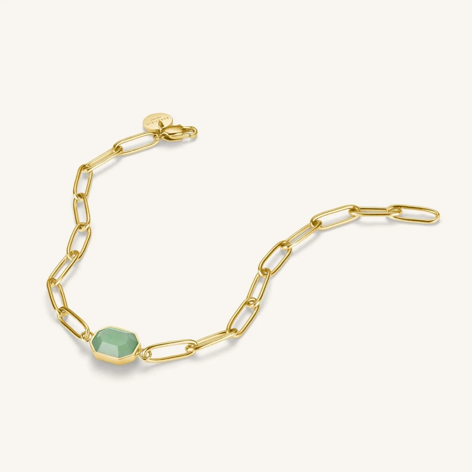 Rosefield Geometric Gemstone Bracelet armbånd gull grønn aventurin