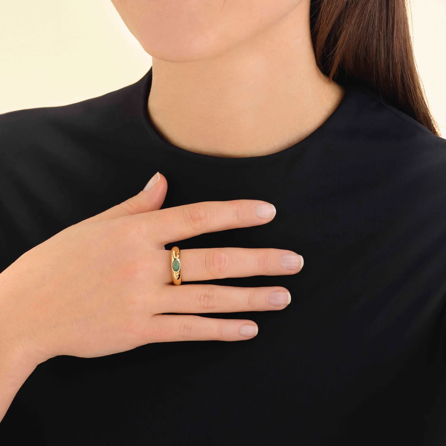 Rosefield Essentials Aventurine ring gull størrelse 52