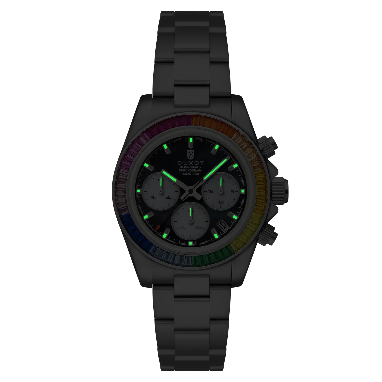 Duxot Accelero Rainbow Chronograph kronograf Pearl Black 40 mm safirglass