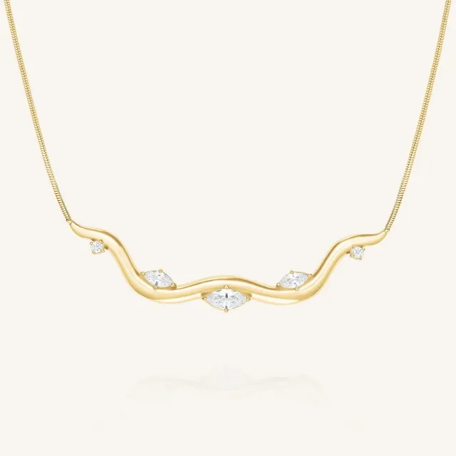 Rosefield Essentials Wave Choker halskjede gull 40–46 cm snakekjede