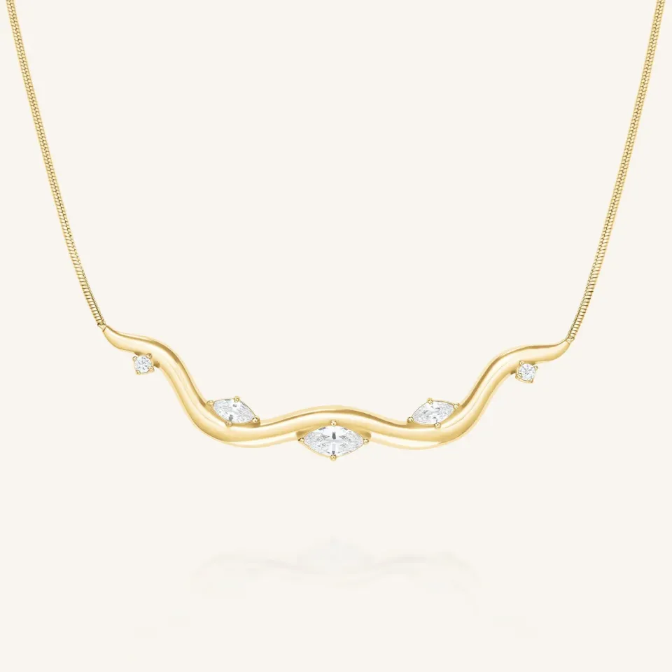 Rosefield Essentials Wave Choker halskjede gull 40–46 cm snakekjede