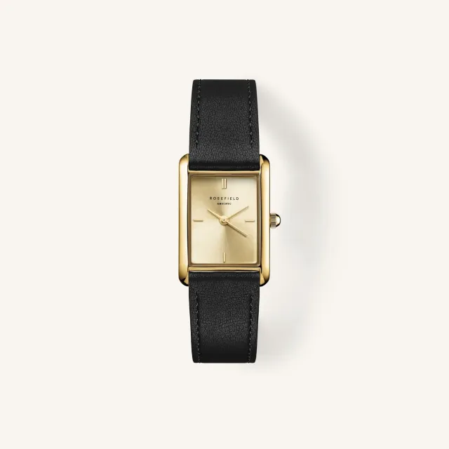 Rosefield Heirloom Champagne klokke gull svart lær 3 ATM