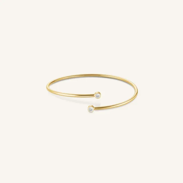 Rosefield Essentials Double Crystal Bangle armring gull og sølv