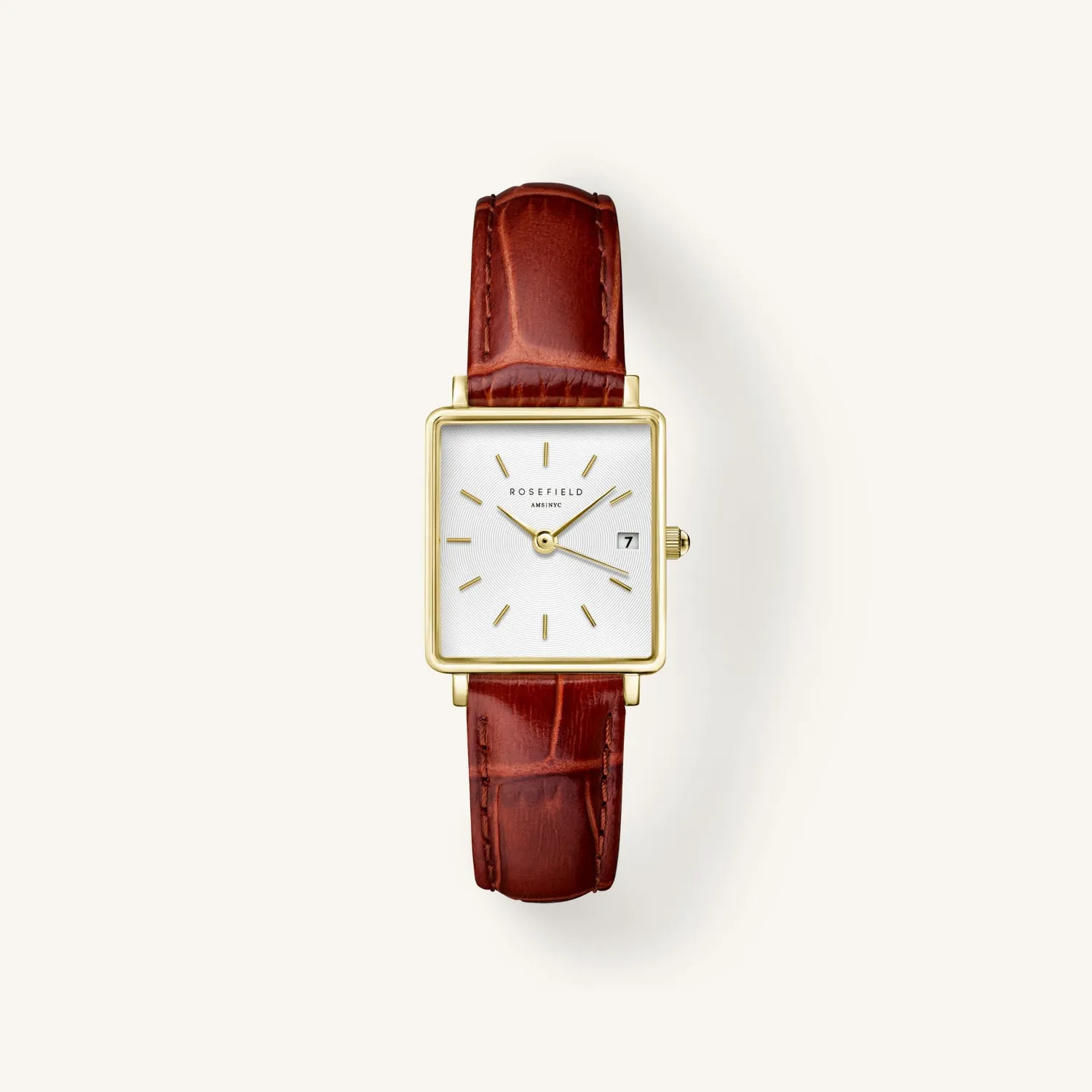 Rosefield Brown Leather Strap klokkerem brun 14 mm Boxy XS skinn