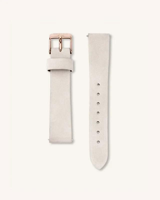Rosefield Light Grey Nubuck Rose Gold Strap klokkereim 22 mm grå