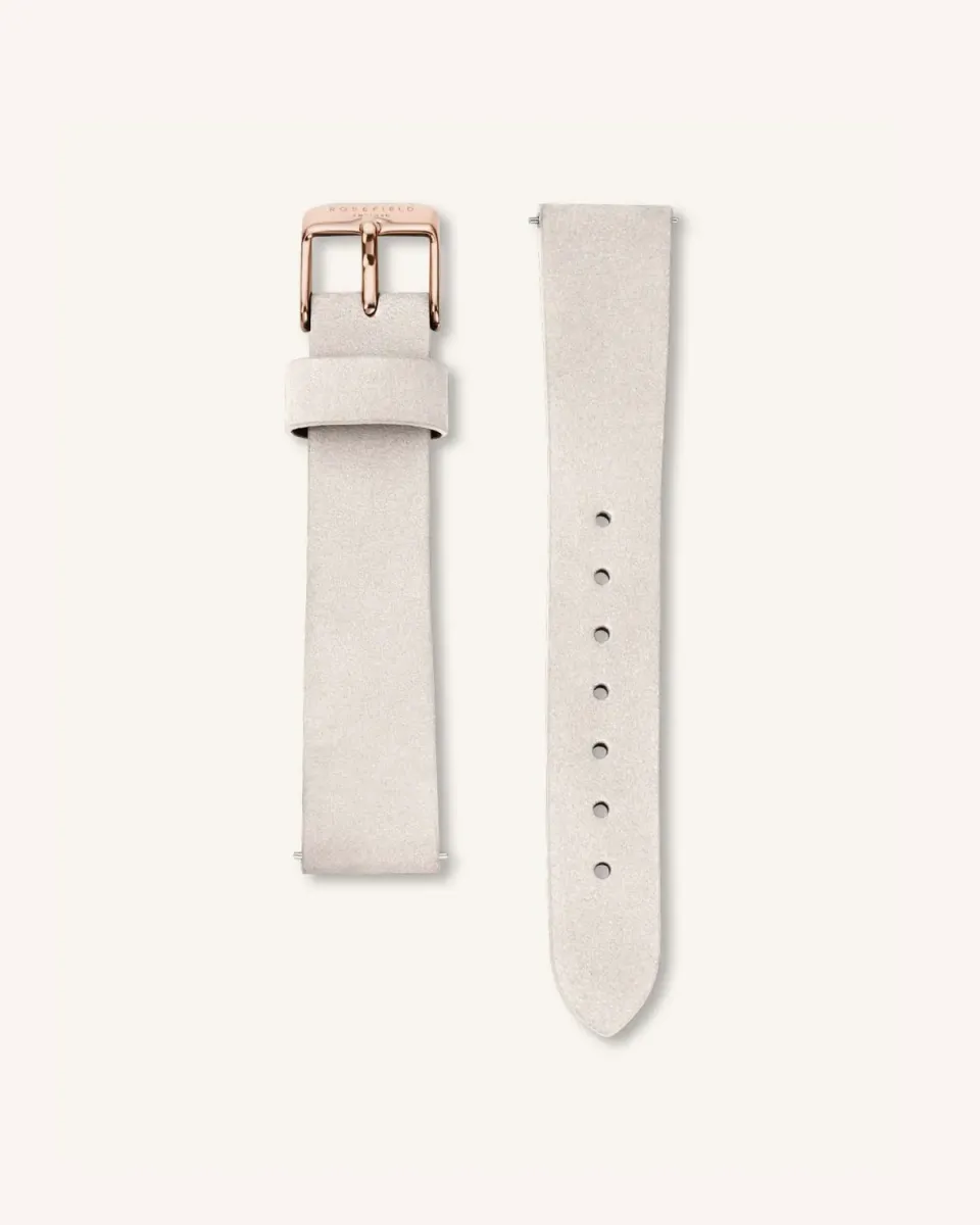 Rosefield Light Grey Nubuck Rose Gold Strap klokkereim 22 mm grå