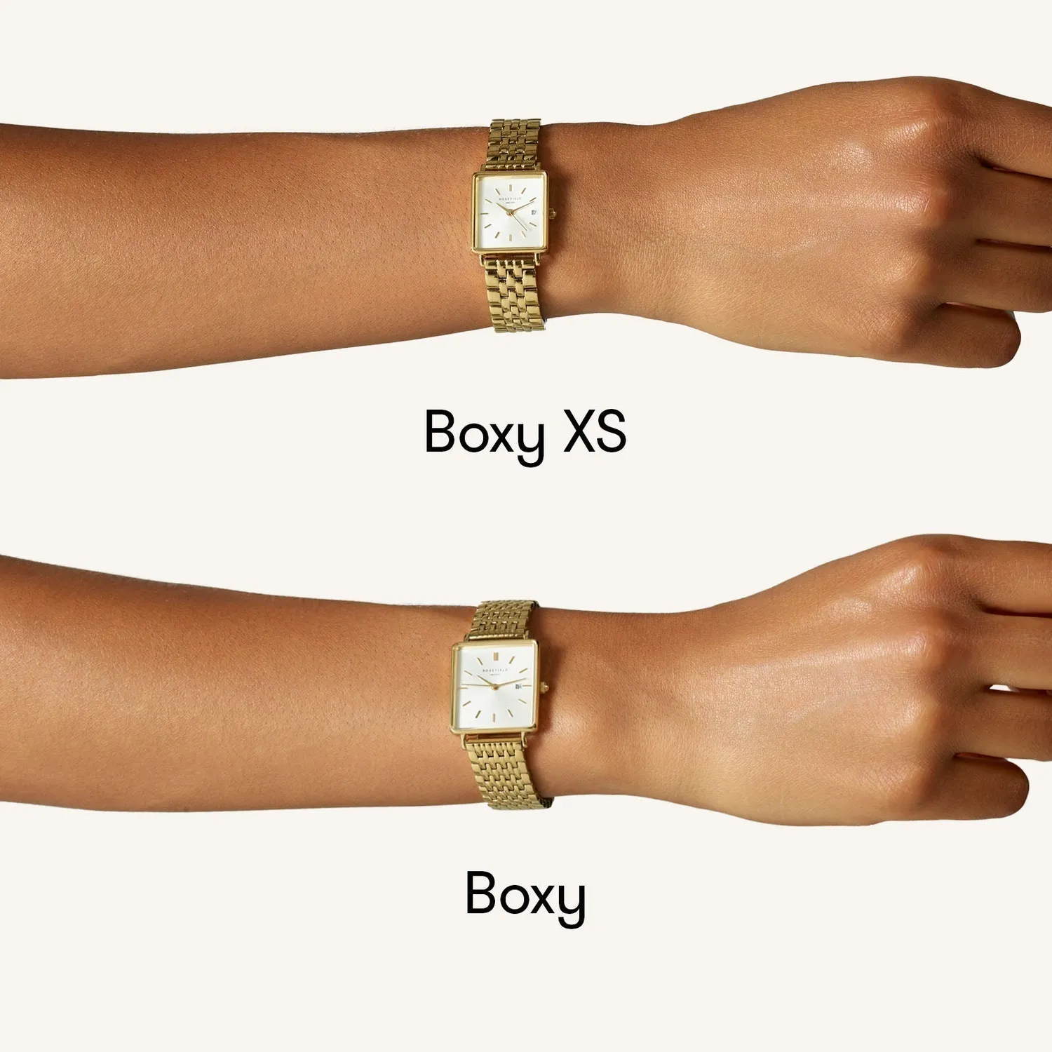 Rosefield Boxy Gold Mesh klokke gull mesh 26 mm