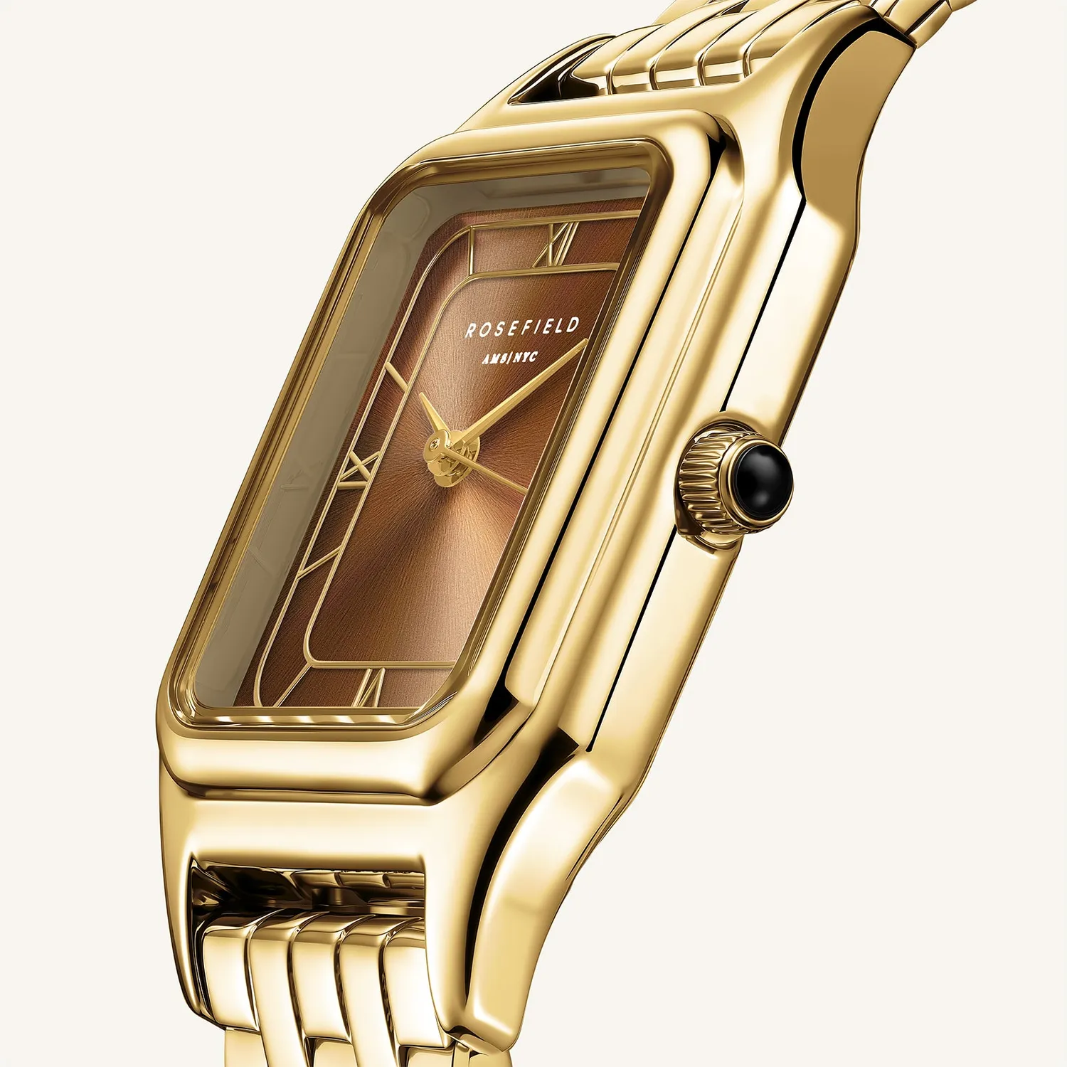 Rosefield Ivy Brown Gold klokke 21 × 26 mm