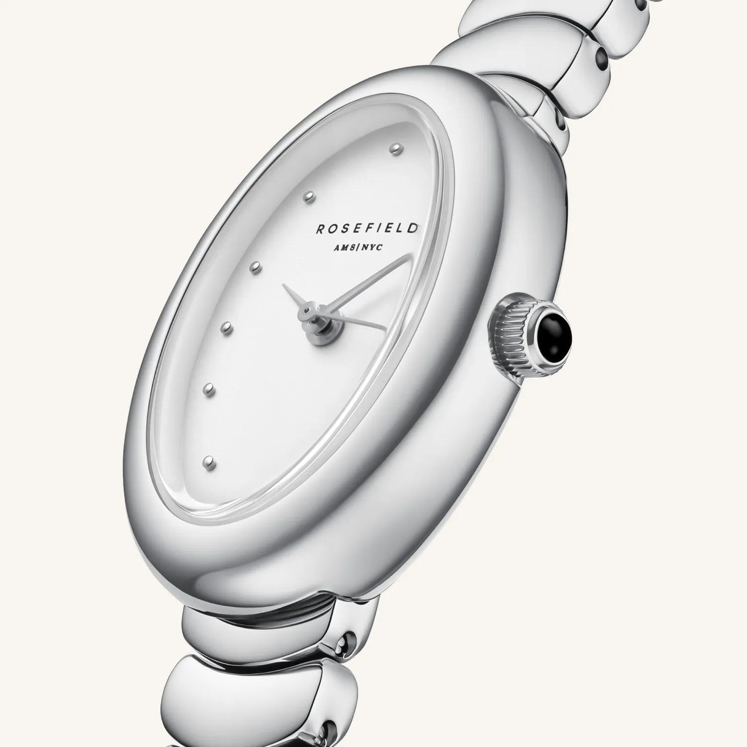 Rosefield Ovale White Silver klokke sølv uten gravering