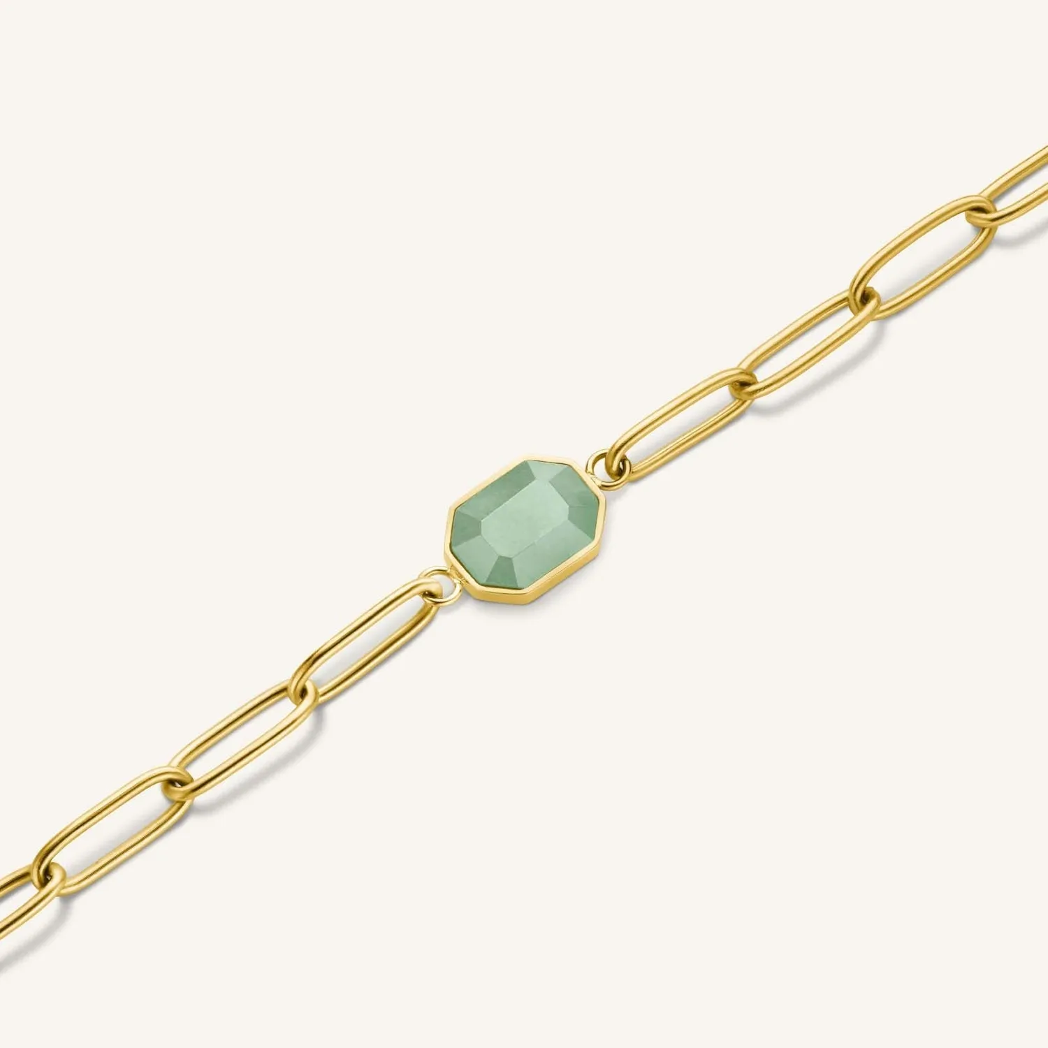 Rosefield Geometric Gemstone Bracelet armbånd gull grønn aventurin