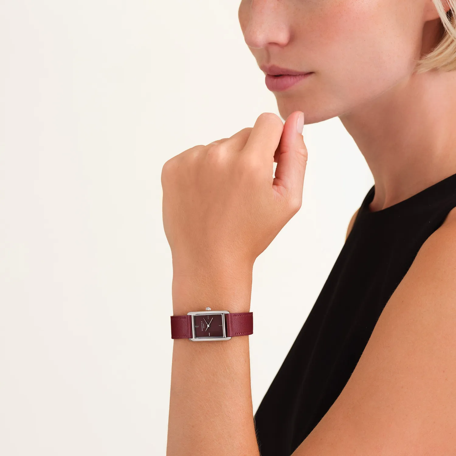 Rosefield Heirloom Burgundy klokke burgunder lærrem
