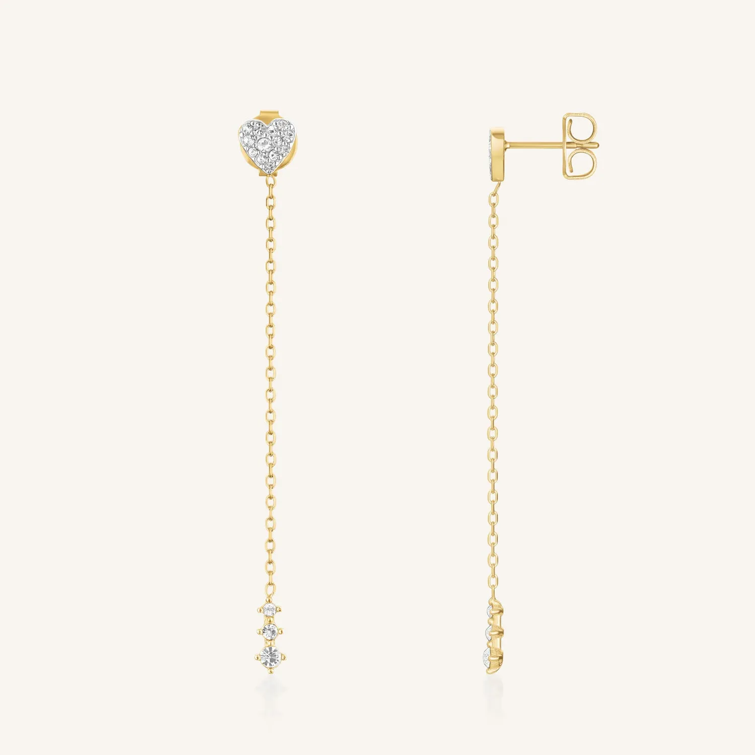 Rosefield Essentials Long Heart Earrings øredobber gull