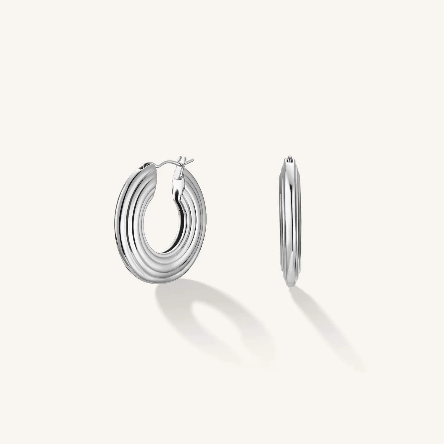 Rosefield Flat Striped Hoops øredobber gull og sølv